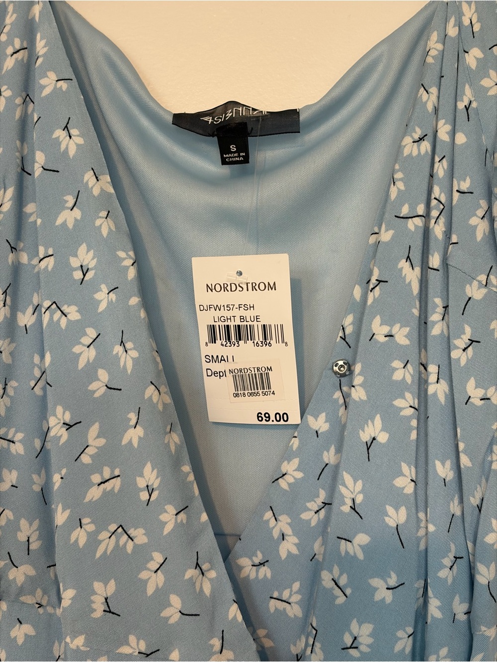 4SI3NNA Light Blue Floral Wrap Dress - Picture 2 of 2